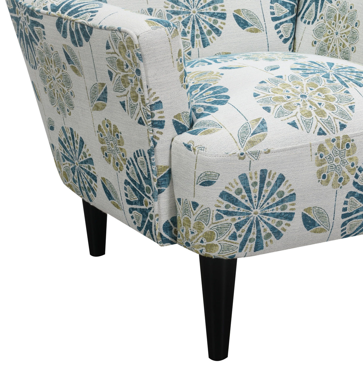 Floral Accent Chair - Blue - Wood