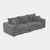Plush Corduroy 4 Seat Sofa, Modern Comfy Upholstered Sofa Cloud Couch, Deep Seat Couches With Soft Pillows