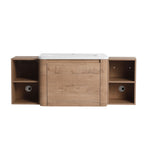 Wall Mounted Bathroom Vanity With Sink, Storage Shelves & Soft Close Door