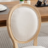 French Style Solid Wood Frame Antique Painting Fabric Back Dining Chair (Set of 2)