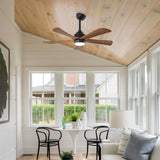 5 Blades Ceiling Fan With Lights Remote Control - Matte Black