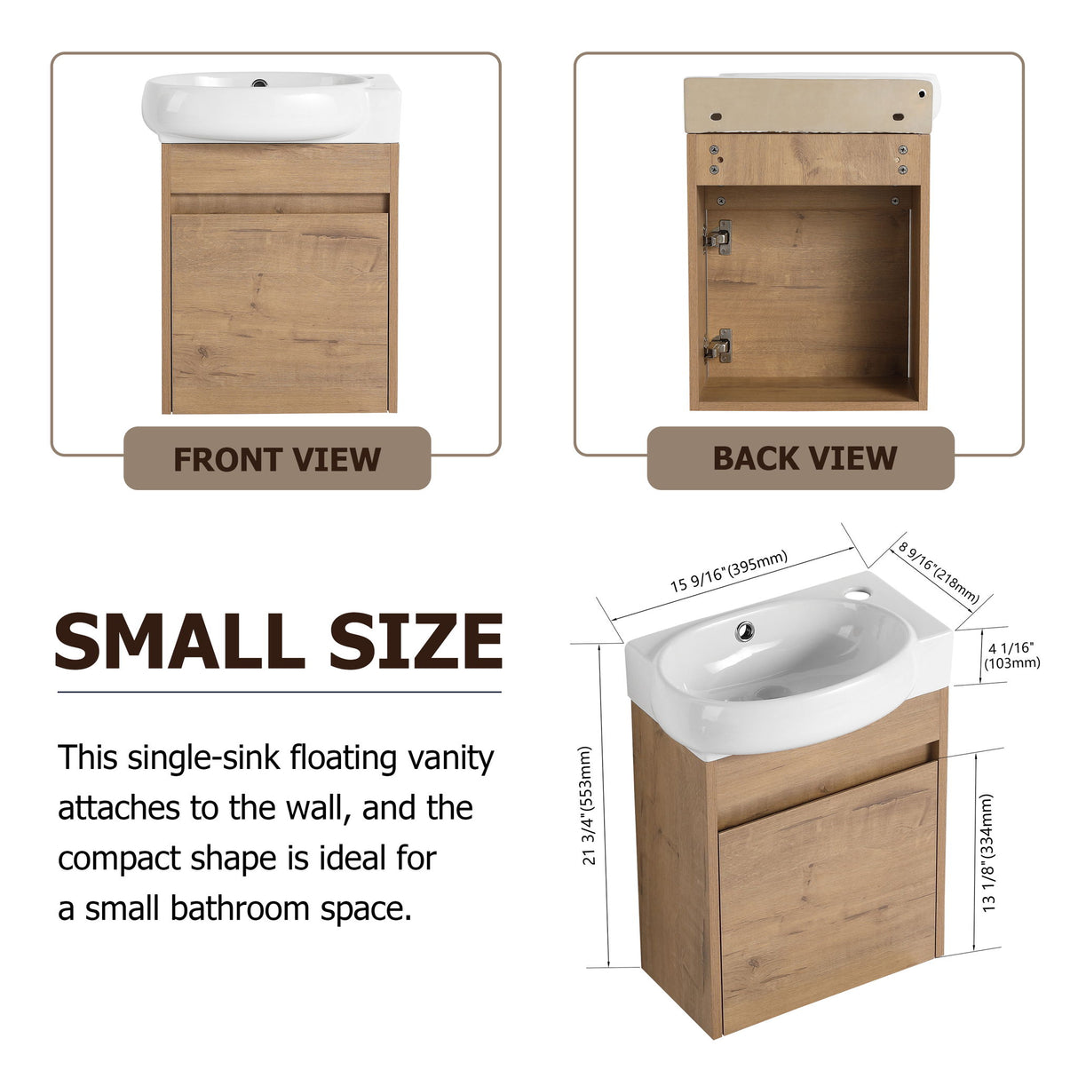 Modern Bathroom Vanity With Ceramic Basin, Wall Mounted Floating Sink Combo, Storage Cabinet