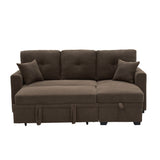 Sleeper Sectional Sofa With Pull Out Bed, Reversible Chaise, Hidden Storage