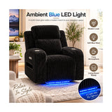 Power Recliner With Cup Holders And Ambient LED Lighting - Black