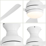 52" Low Profile Ceiling Fan With Lights, Quiet Reversible DC Motor, Dimmable LED, 3 Blades - White