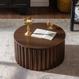 Round Coffee Table With Lift Mechanism For Living Room - Walnut
