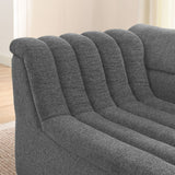 U-Shaped Modular Sectional Sofa With Chaise And Movable Ottoman With Wave-Shaped Armrest