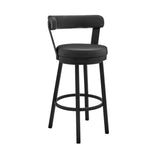 Bryant - 30" Bar Height Swivel Bar Stool - Black Finish And Black Faux Leather
