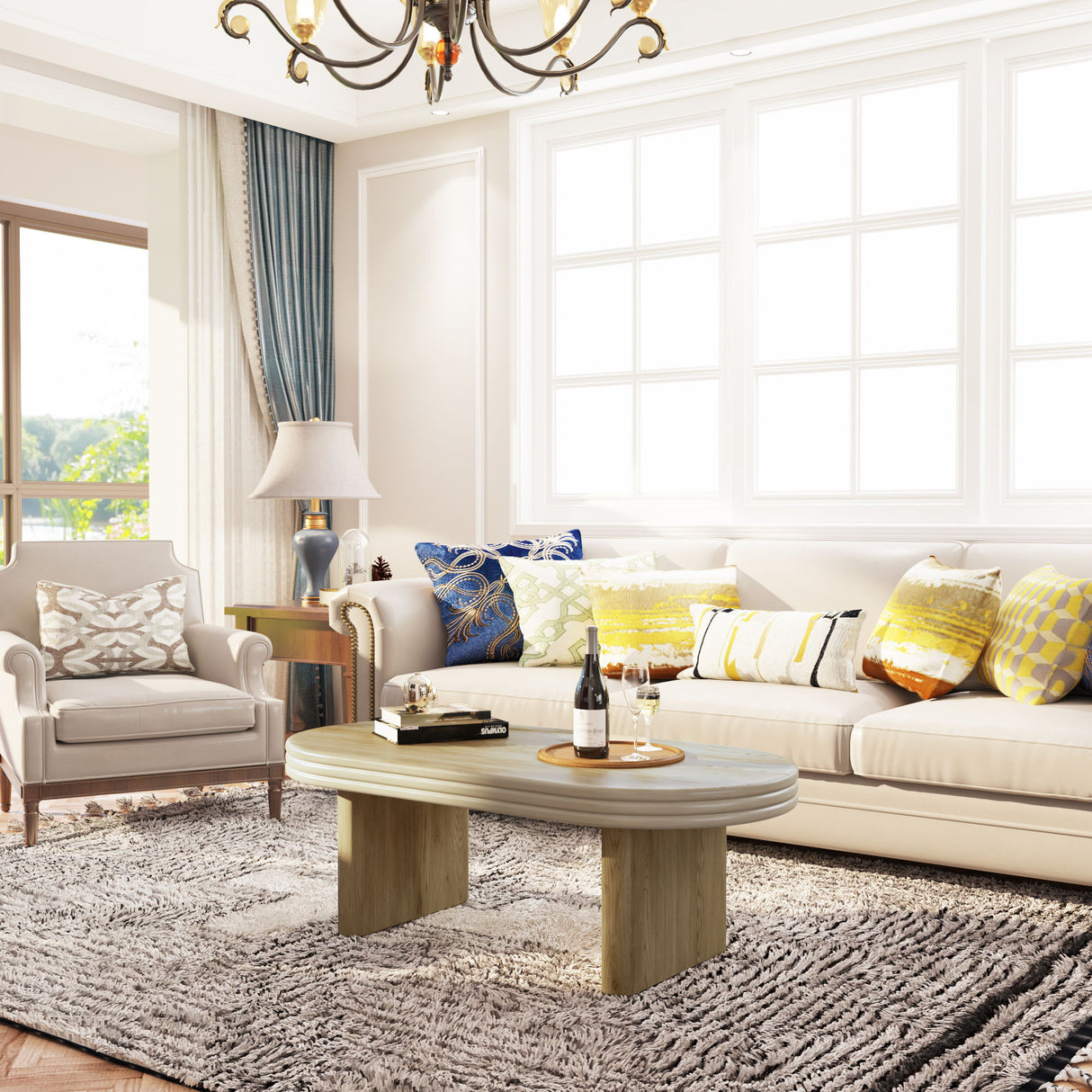 Oval Fluted Coffee Table - Natural