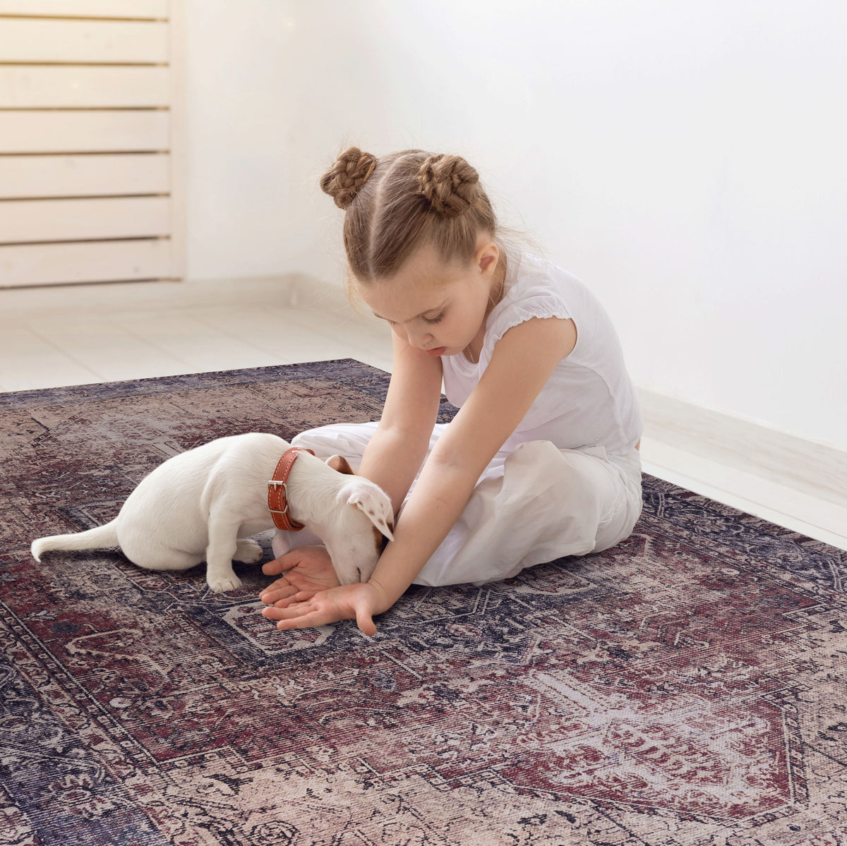Maval - 3' X 5' Washable Area Rug - Burgundy