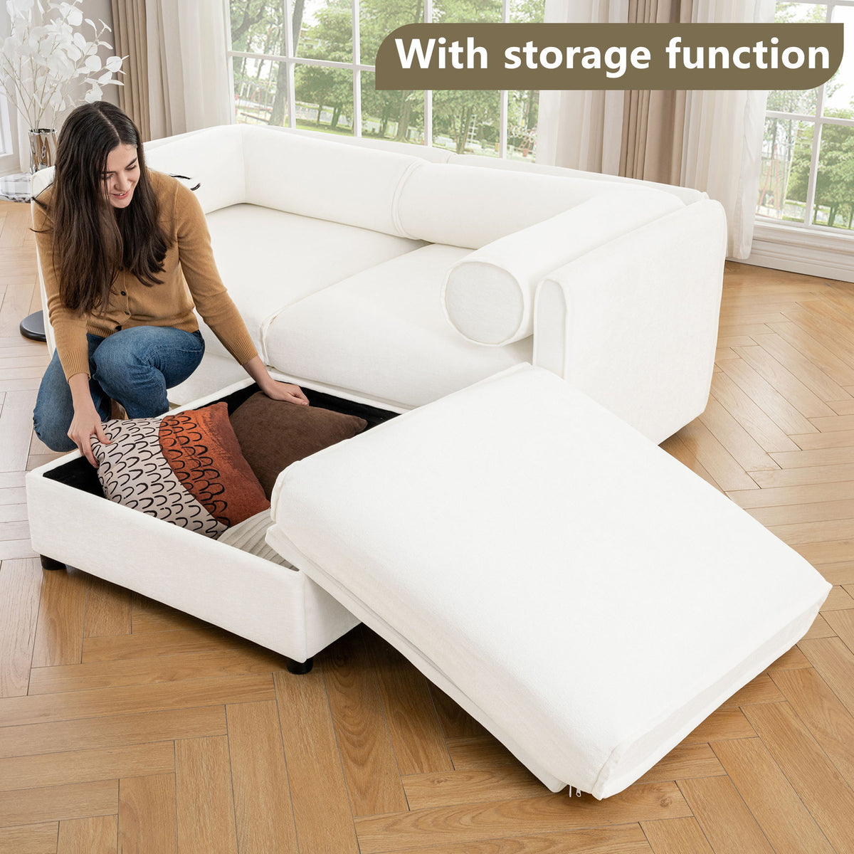 Modern Modular Sectional Sofa With Storag, Contemporary Cylindrical Design