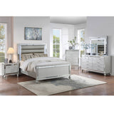 Bed With LED Lights, Tufted Headboard