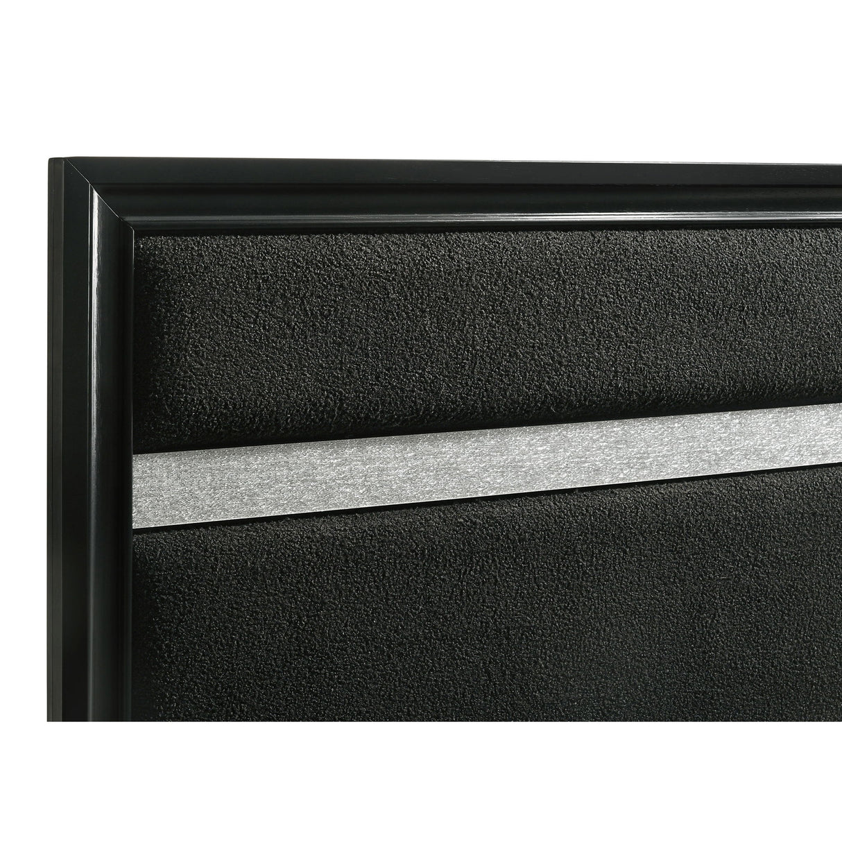 Panel Bed With Padded Headboard And Glittering Accent Stripes