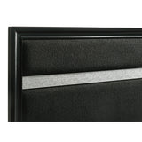Panel Bed With Padded Headboard And Glittering Accent Stripes
