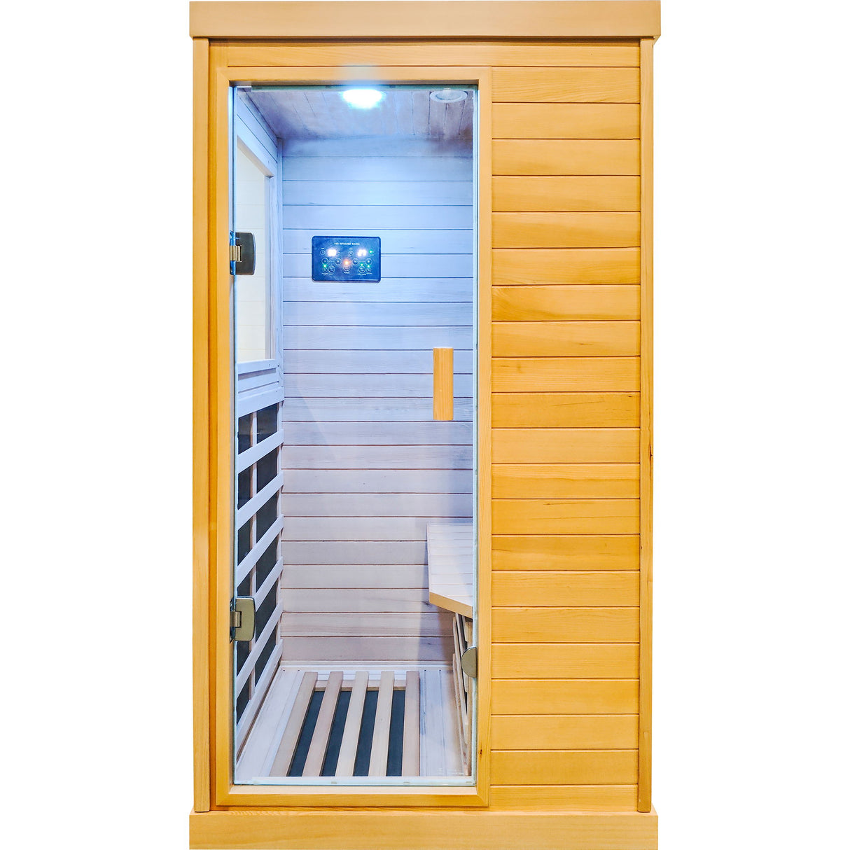 Infrared Sauna Room Single Room With Hemlock Frame, 6 Heating Plates, Built-In Lights And Bluetooth Audio - Natural