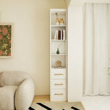 Rectangular Side Storage Cabinet With 3 Drawers For Bedroom - White