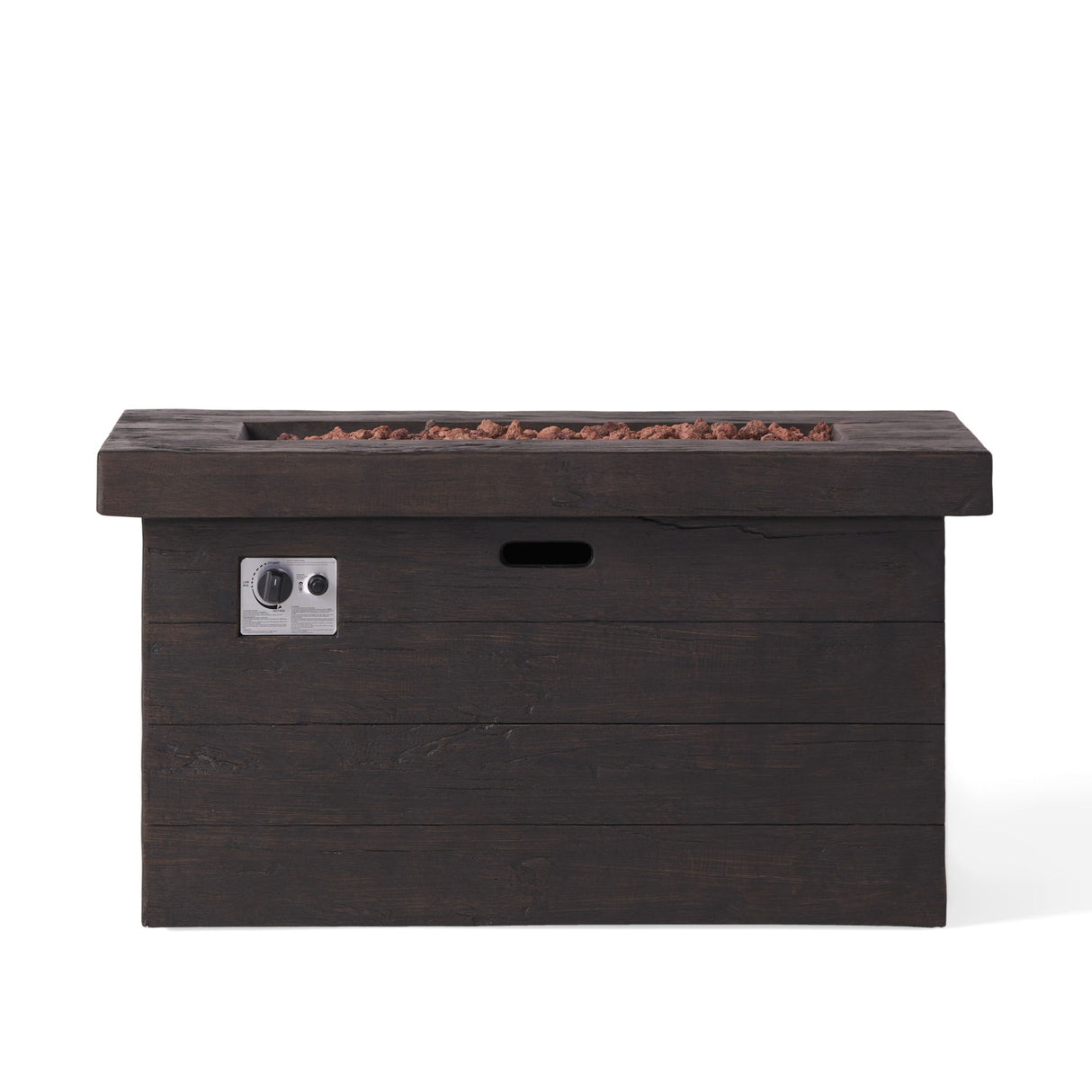 Rectangular Fire Pit Table Outdoor Heater Magnesium Oxide 45x25in Dark Brown