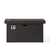 Rectangular Fire Pit Table Outdoor Heater Magnesium Oxide 45x25in Dark Brown