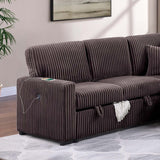 Convertible Sectional Upholstered Sleeper Sofa With Storage Chaise