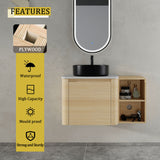 Mounted Bathroom Vanity With Art Sink, Storage Shelves, Soft Close Door