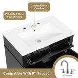 Modern Bathroom Vanity With Sink, Freestanding Cabinet With Flip Drawer & Adjustable Shelf