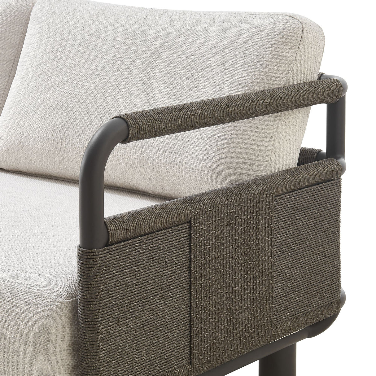 Brampton - Metal Outdoor Sectional With Cushions - Gray / Off White