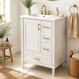 Modern Bathroom Vanity With Sink, Soft Close Doors, 3 Drawers