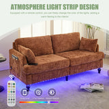 Chenille 2 Seater Sofa With LED Light, USB Charging Port, And Storage Bag