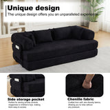 Convertible Sleeper Sofa Bed With Cylindrical Pillow
