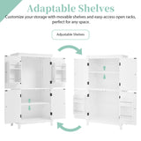 Elegant Bathroom Floor Storage Cabinet With 4 Doors, Adjustable Shelves