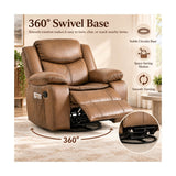 Rocker Recliner Chair With Manual Recline And 360° Swivel Base