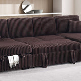 Convertible Sectional Upholstered Sleeper Sofa With Storage Chaise