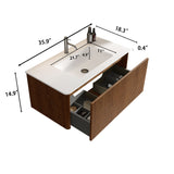 Etna - Striped Bathroom Vanity With Ceramic Sink, Wall Mounted Floating Bathroom Vanity For Modern Bathroom