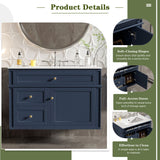 Wall Mounted Bathroom Vanity With 2 Drawers, 1 Tip Out Drawer, 3 Holes Sink