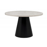 Dining Set With Round Table And 4 Upholstered Chairs - Black / Gray