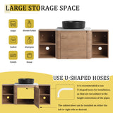Wall Mounted Bathroom Vanity With Art Sink, 2 Storage Shelves, Soft Close Door