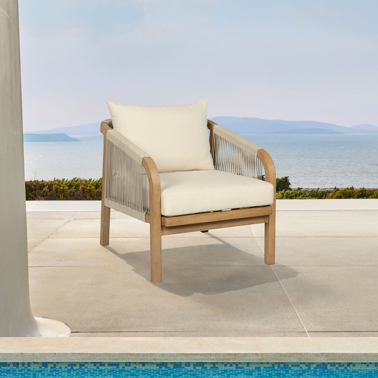 Cypress - Outdoor Patio Chair - Blonde Eucalyptus / Ivory