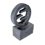 26.77"H Gray Circular Polyresin Outdoor Water Fountain with LED Light, Freestanding Modern Cascading Water Feature for Patio Garden Backyard Decor