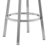 Lorin - 30" Faux Leather And Brushed Stainless Steel Swivel Bar Stool - White