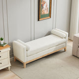 Upholstered End Of Bed Bench With Arms & 2 Bolsters For Bedroom