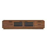 TV Stand With 2 Drawers, Doors & Cable Management, Soft Closing Hinges - Walnut