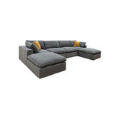 Upholstery Full Compressed Modular Sectional With Toss Pillows - Light Gray