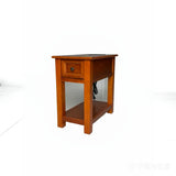 End Table With Drawer And Shelf For Living Room - Walnut