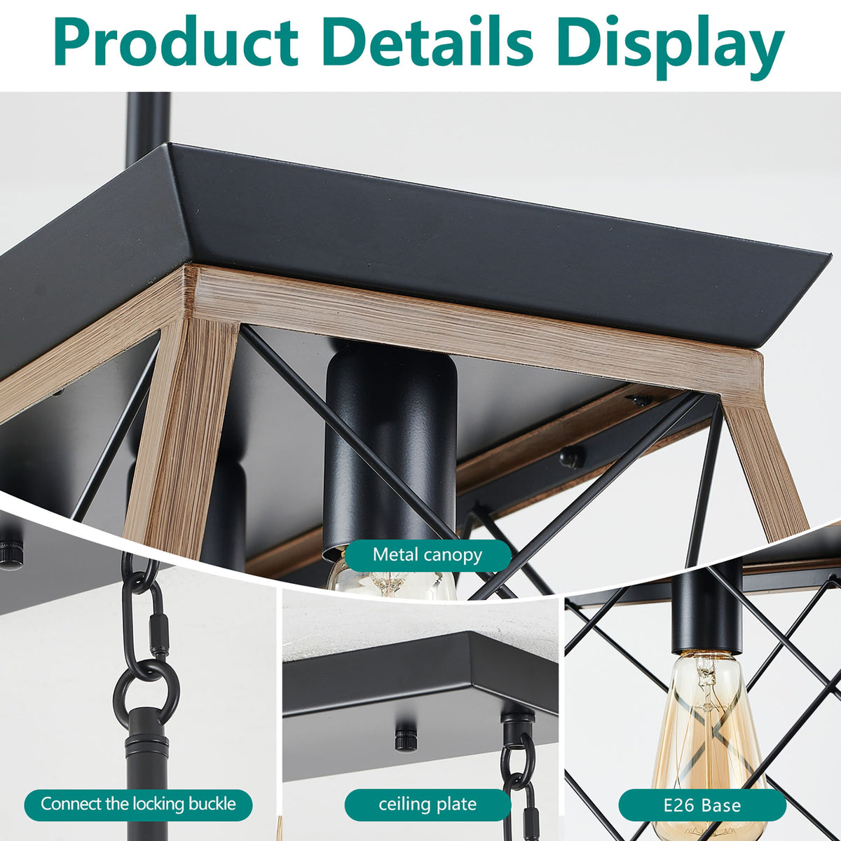 Chandelier Pendant Light For Dining Room Kitchen, 5 Light Fixture With Adjustable Height