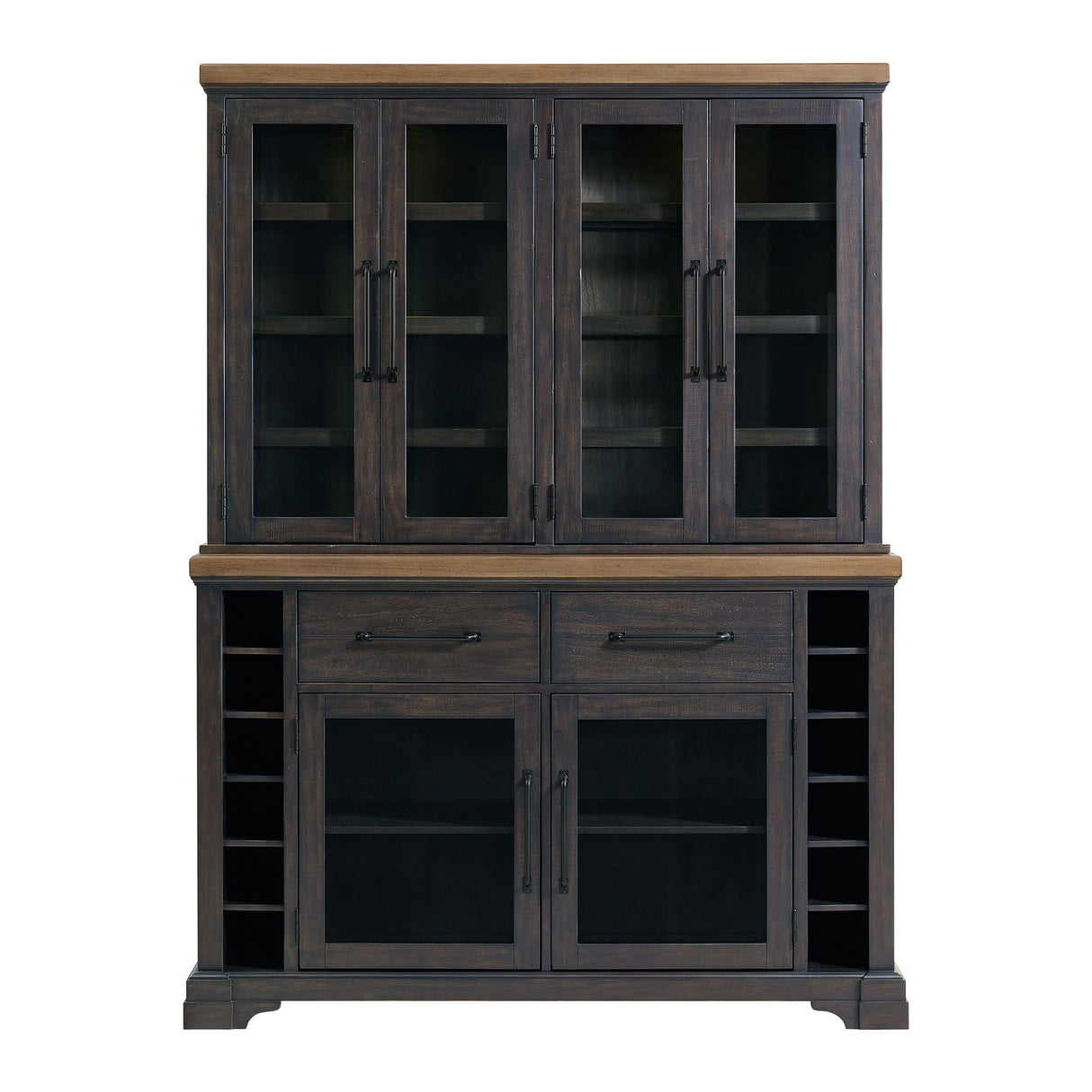 Montrose - Server And Hutch With LED Light - Espresso And Brown