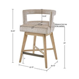 Design Swivel Counter Stool With Low Back Support Polyester And Solid Wood - Cream