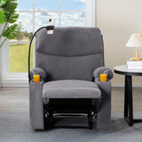 Adjustable Manual Recliner, Ergonomic Lounge Chair With Phone Holder And 2 Cup Holders
