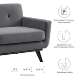 79 Inch Mid - Century Modern Performance Velvet Loveseat - Loveseats available at Alpine Outlets in Denver