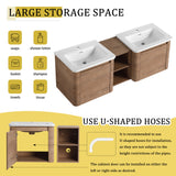 Wall Mounted Bathroom Vanity With Sink And Storage Shelves, Soft Close Doors