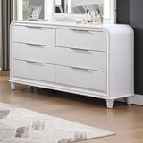 Pearl Dresser With Mirror 6 Drawers Spacious Storage - White